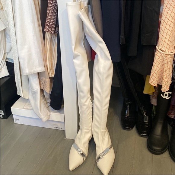 Coperni Shoes - Coperni White Over the Knee Boots